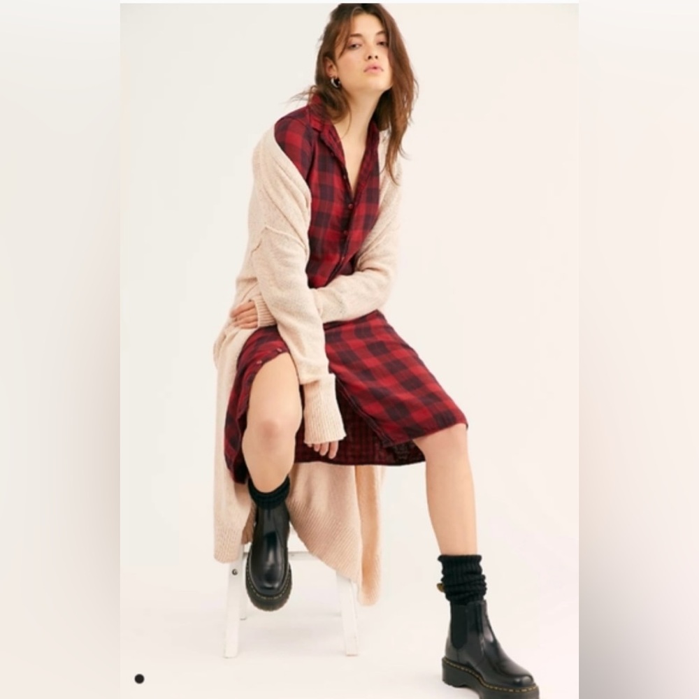 Free People x CP shades long plaid shirt dress